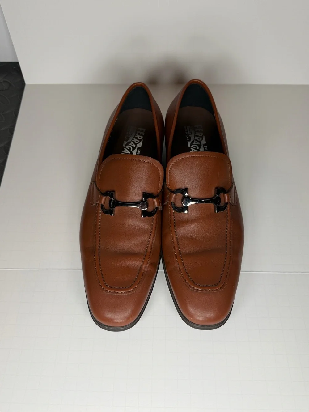 Salvatore Ferragamo Tan Leather Bit-Detail Loafers
